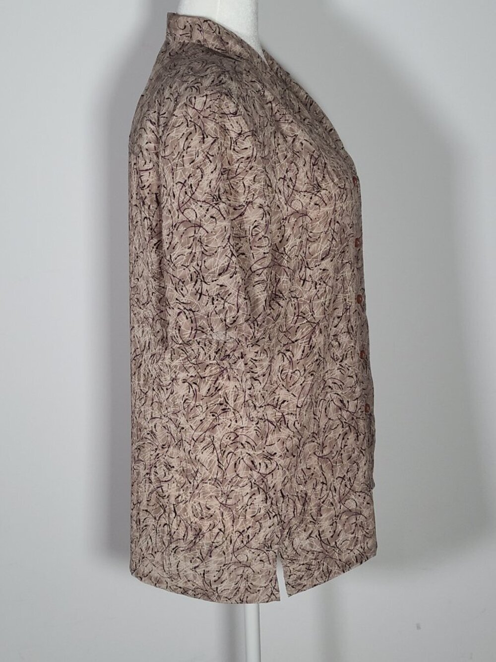 Donn Kenny Beige Tan Print Blouse Size 1X Short Sleeve - Picture 3 of 12